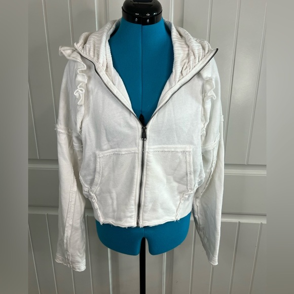 Free People Movement So Cool Sweat Full zip Ruffles sweatshirt Jacket XS - Picture 5 of 7